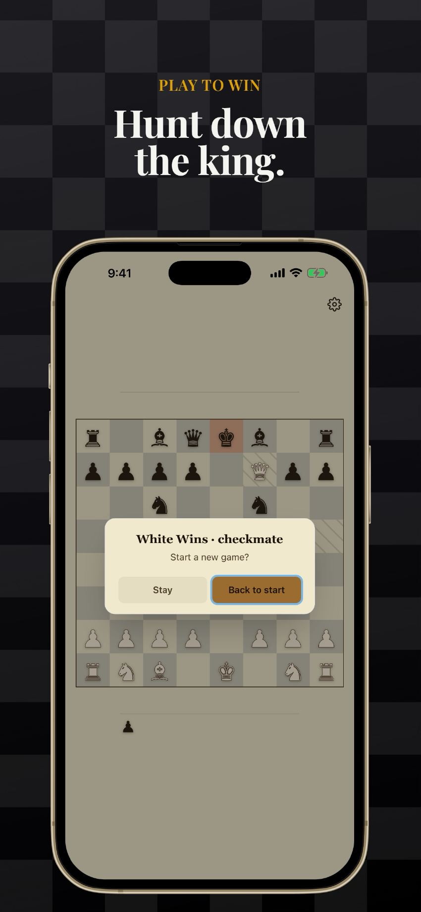 Checkmate — White wins, with the option to start a new game.
